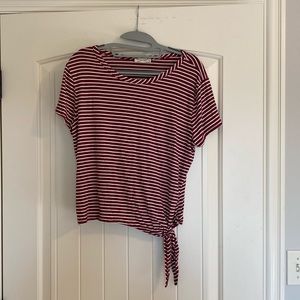 Red and white striped top